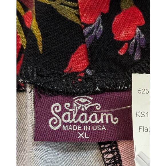 NEW Salaam Flappy Black & Bold Red Floral A-Line Flowy Stretch Skirt Size XL - Picture 6 of 9